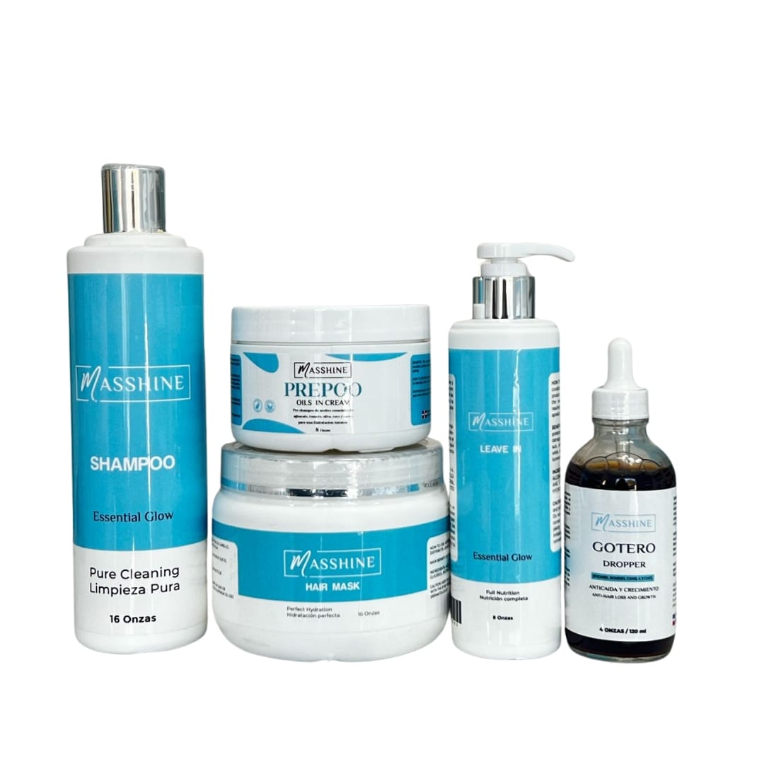 Kit Mágico Masshine - Sistema Profesional de 5 Pasos para una Melena Saludable