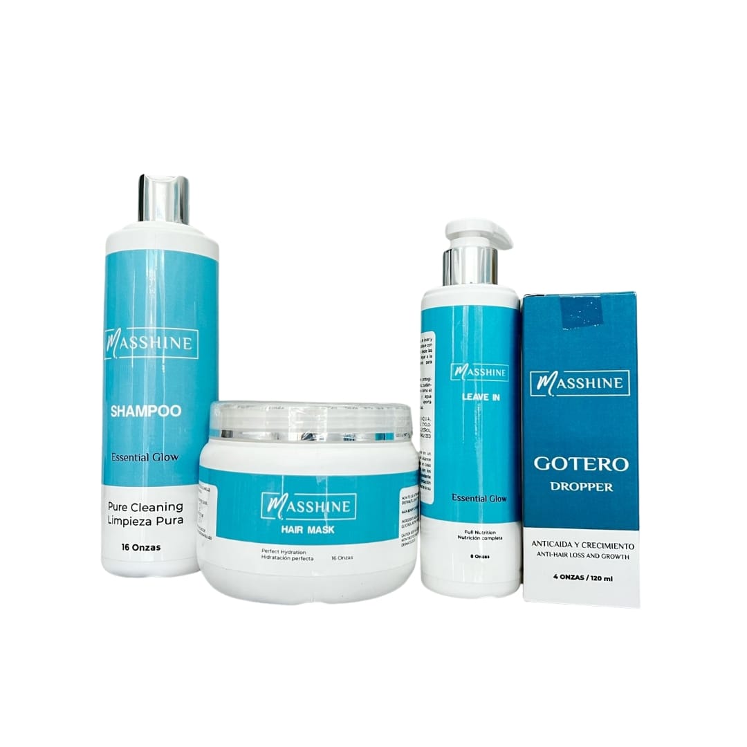 Kit SOS Masshine Essential Glow - Recuperación Capilar Profesional en 4 Pasos	